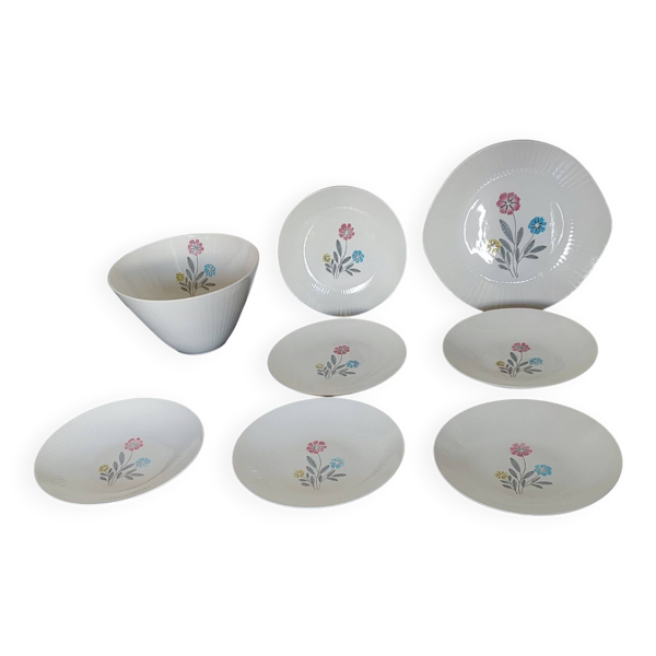 Lot 8 pièces Vaisselle Vintage Céranord Saint-Amand Aster Années 50-60