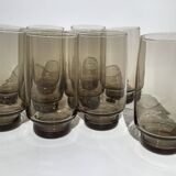 8 Low Smoked Water Glasses 70's
