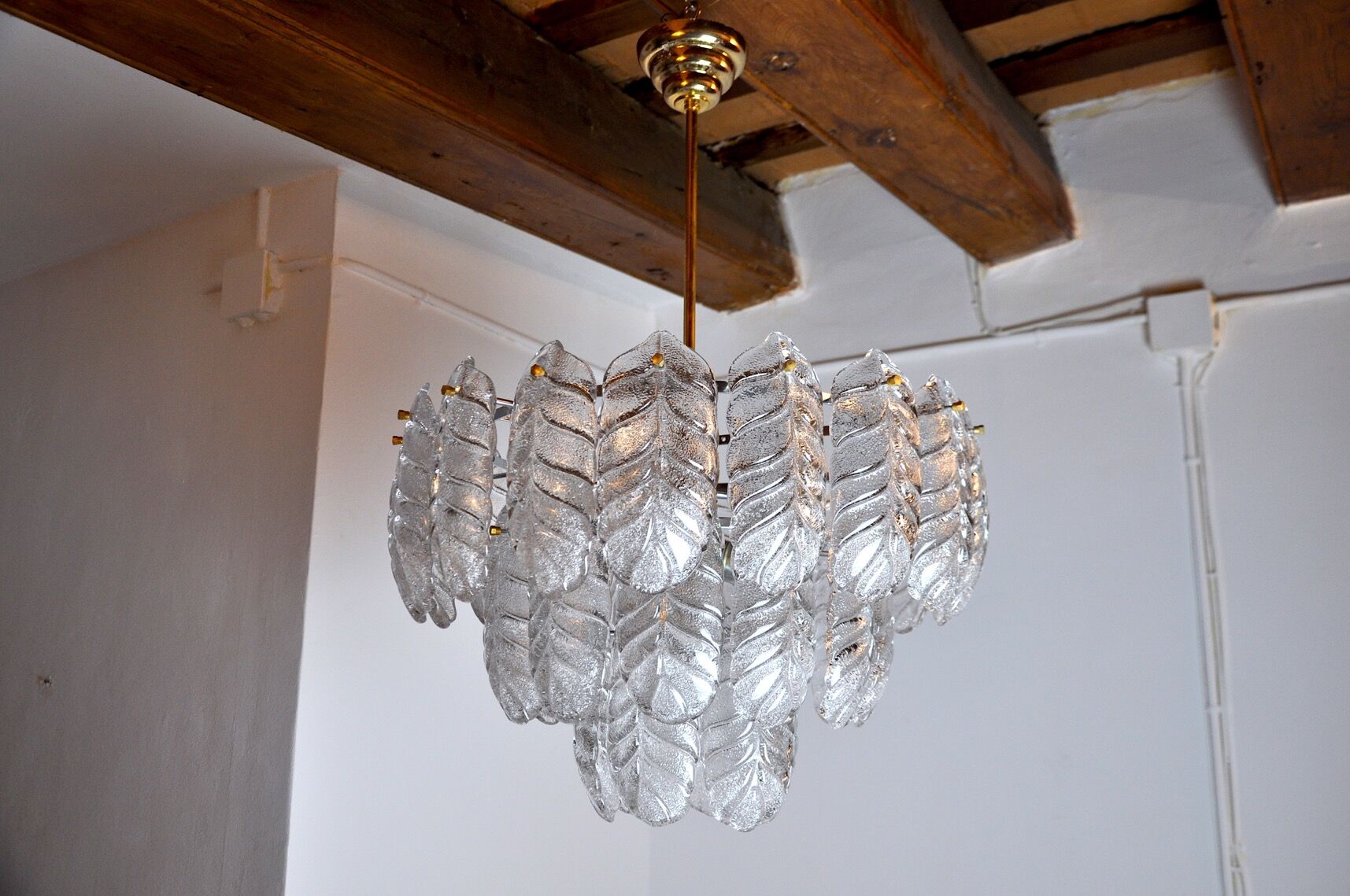 Lustre "Leaves" by Mazzega glass from Murano, Italy, 1970