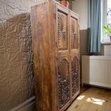 vintage shallow wooden wall cabinet