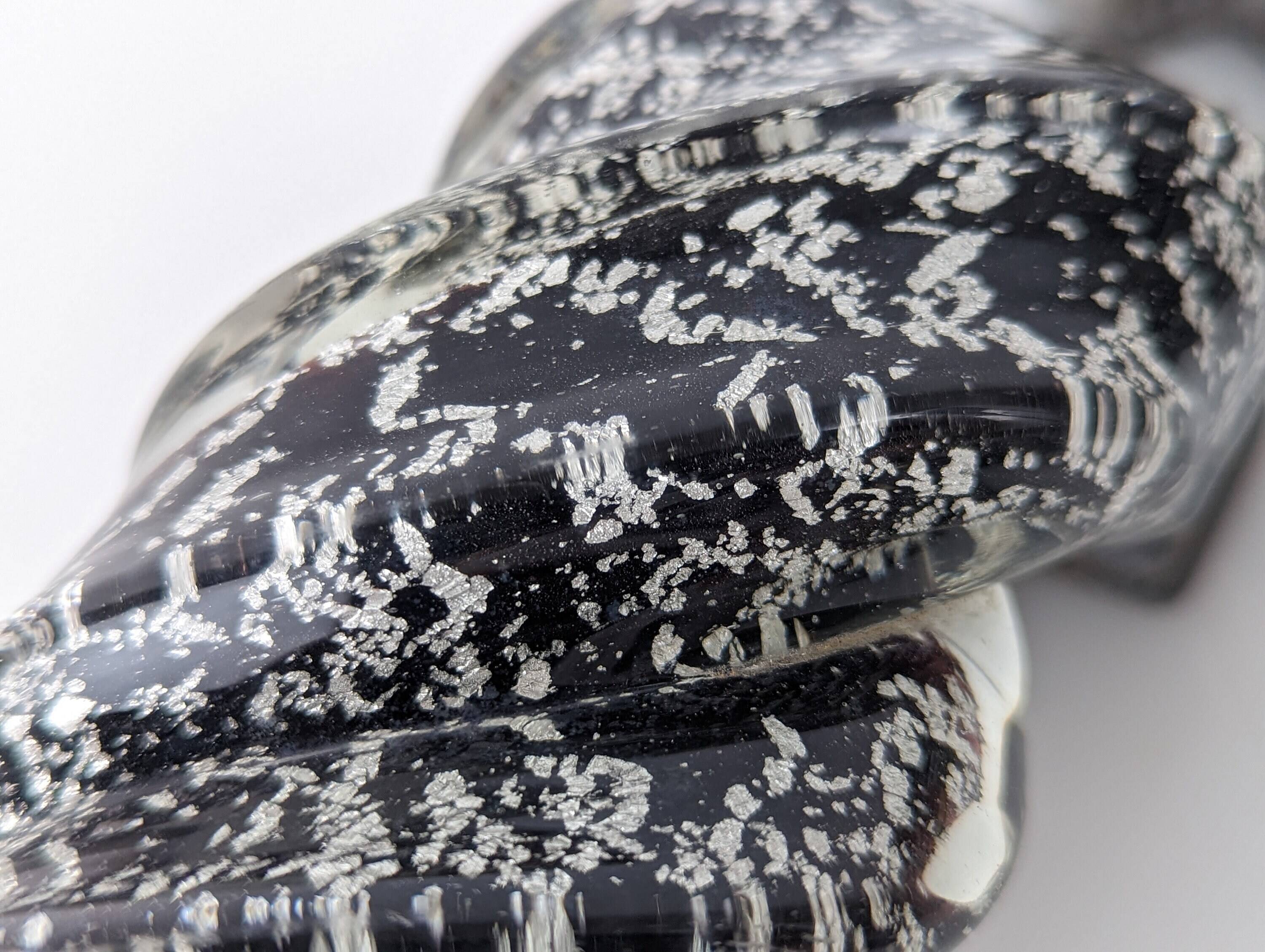 Pair of Hand-Blown Murano Glass Spiral Door Handles with Silver Dust, 1960s