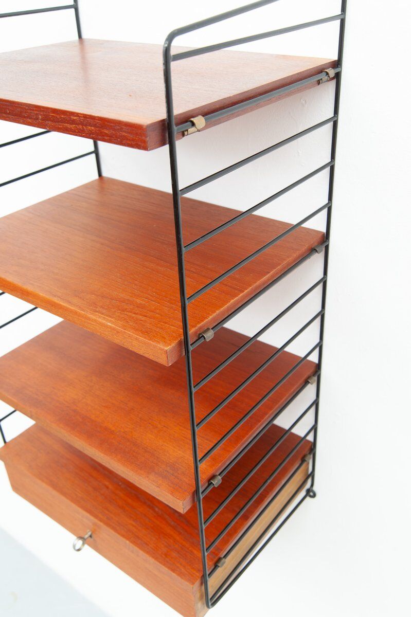 String wall shelf with drawer by Kajsa & Nisse Strinning, 1950s