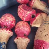 Set of 6 old wooden pins