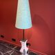"Balustrade" lamp in terracotta, Ashoka silk shade, pistachio green.