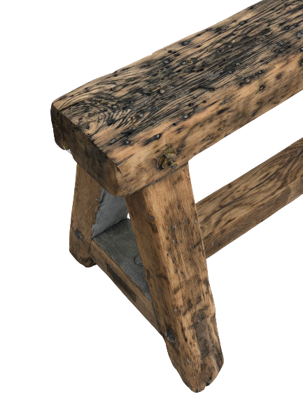 Trestle-shaped wooden bench