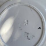 Set of 3 iron earth flat plates Faïencerie Niderviller. Blue and white “Art Deco” decor.