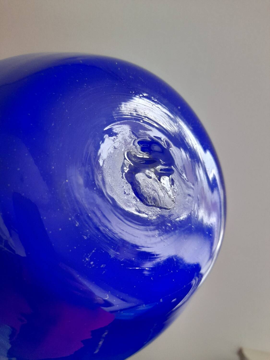 Vase en verre soufflé bleu et vert de Murano