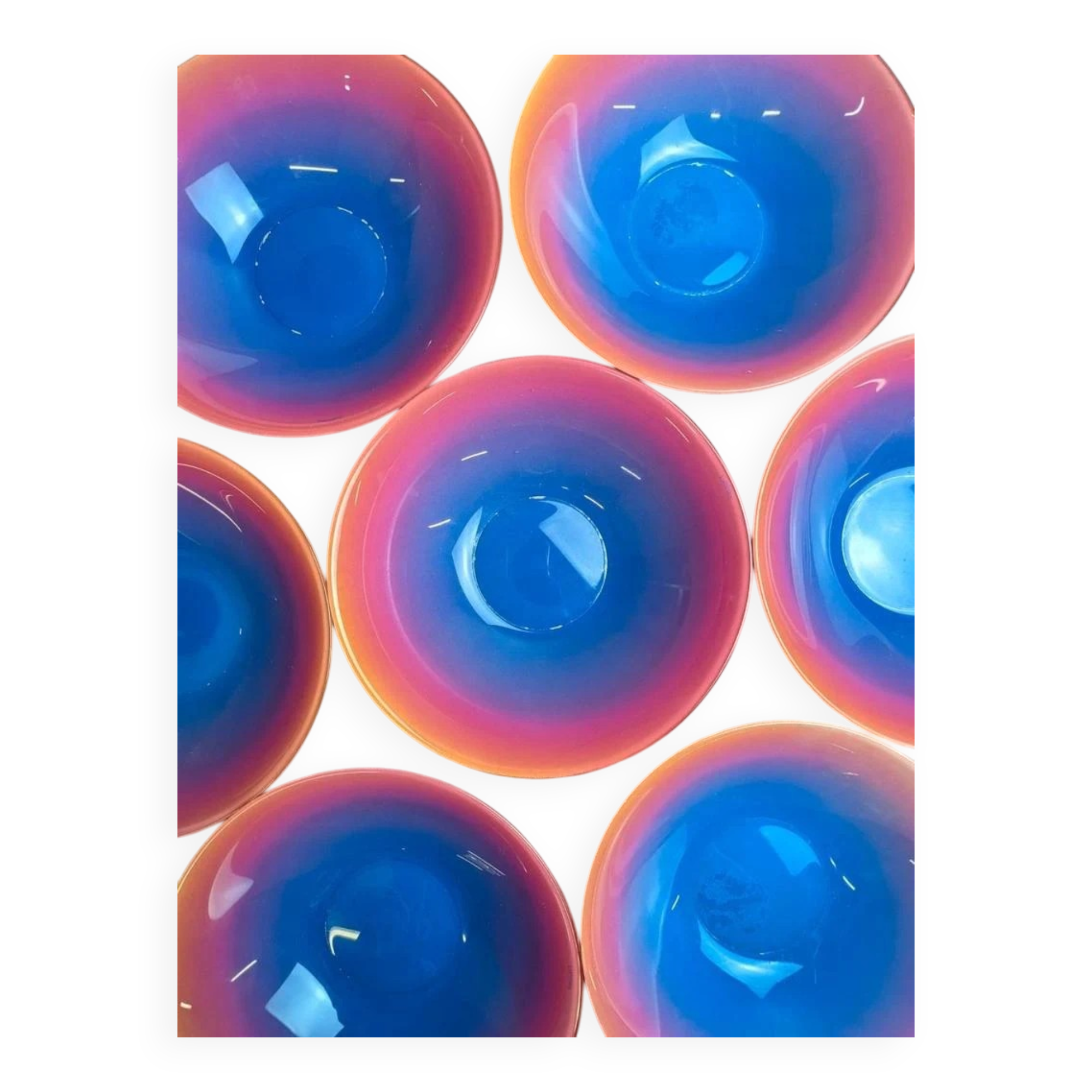 Set of 7 vintage coloured Luminarc bowls