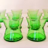 12 Art-Deco aperitif glasses in crystal and sea uraline