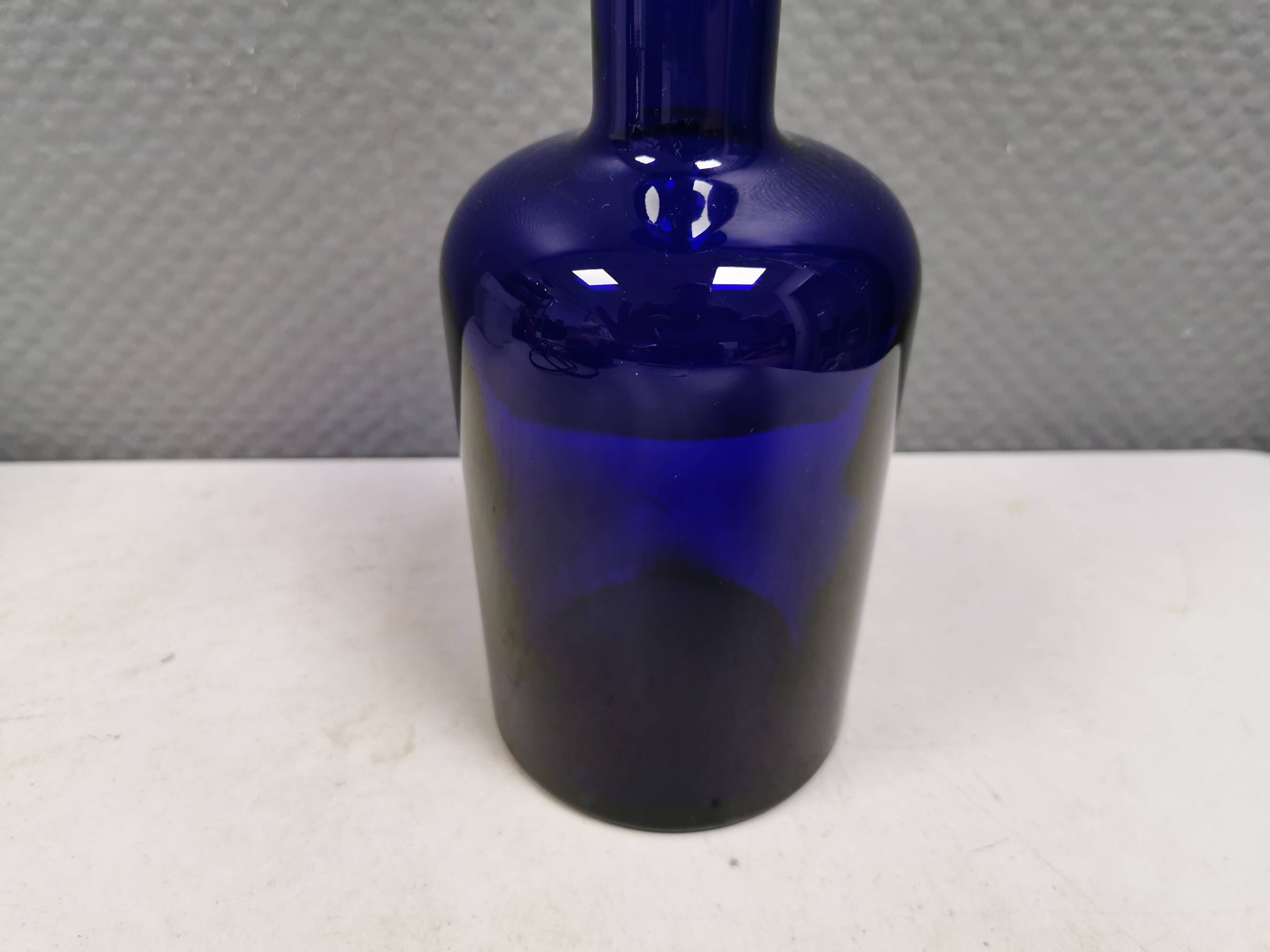 Huge blue glass vase by Otto Brauer for Holmegaard Denmark 1960s