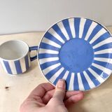 Vintage fox trott coffee cup sarreguemines, art deco striped service.