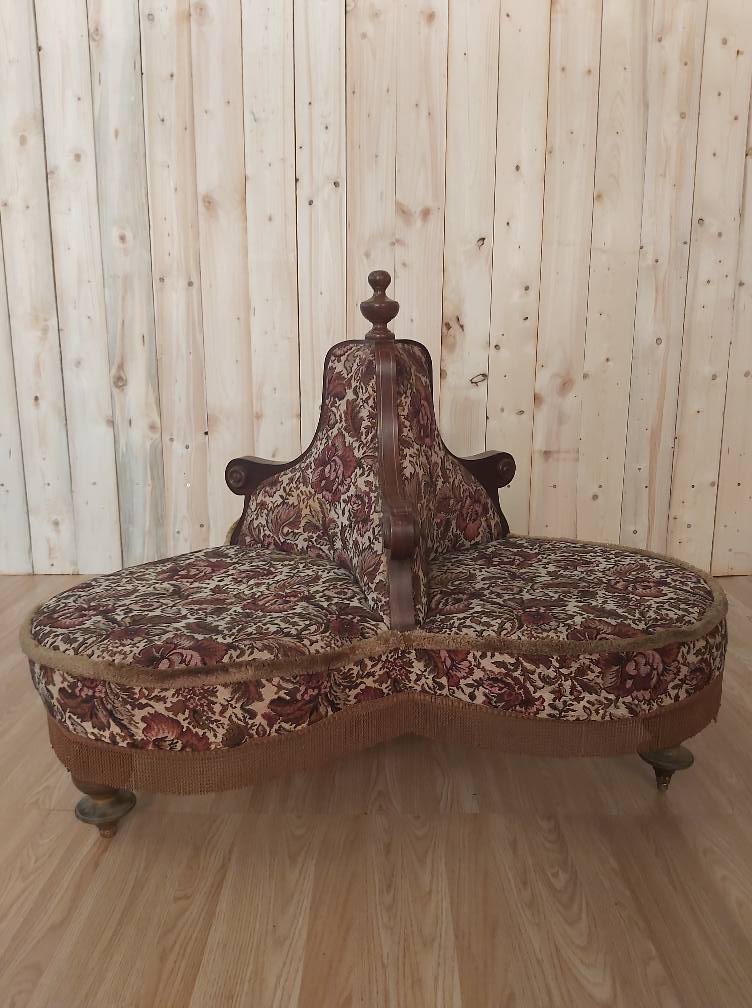 Old 3-seater terminal chair 19th century