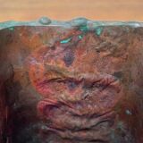 Brutalist metal block vase from the mid-century, 1960s.