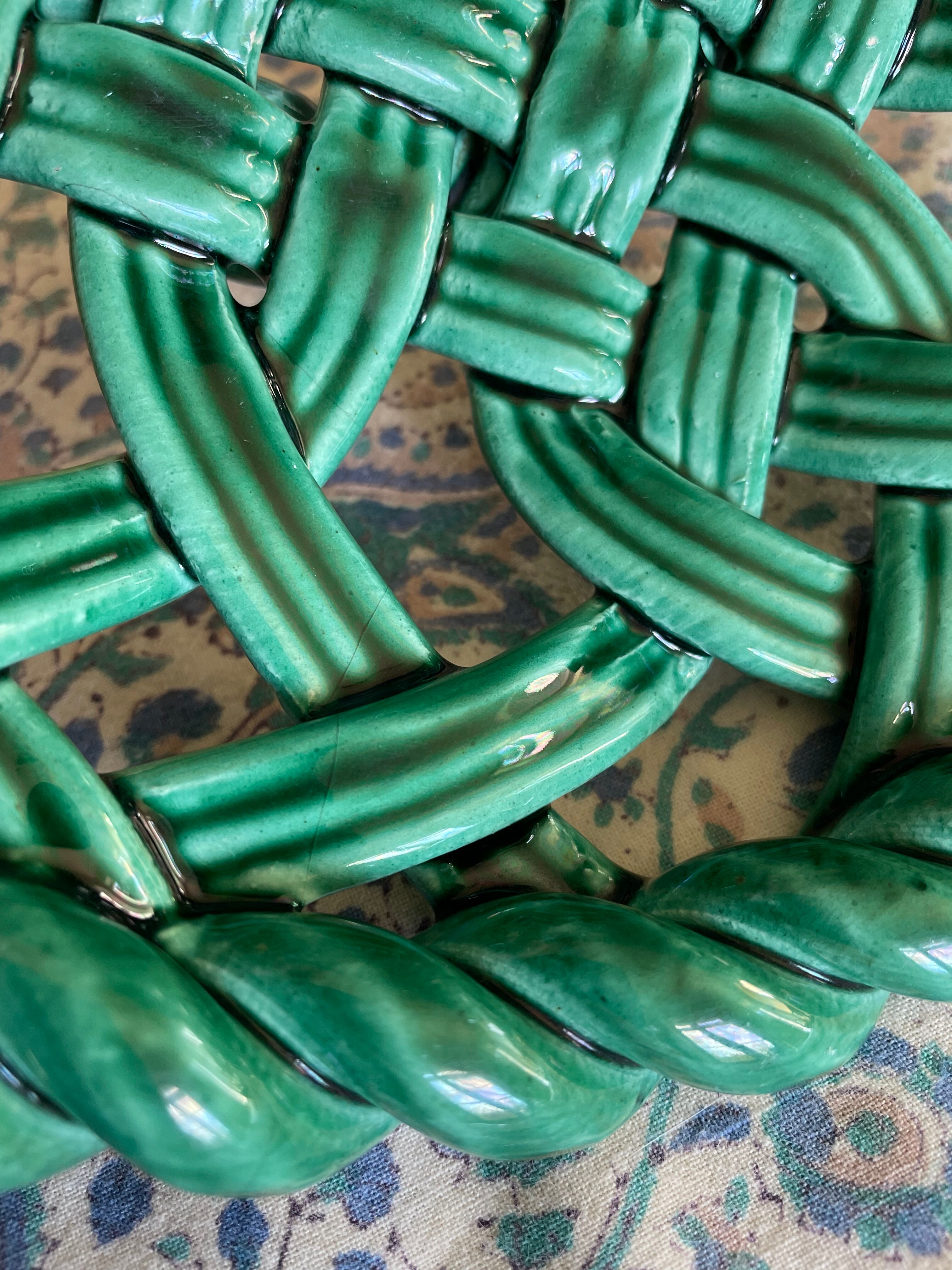 Braided earthenware basket