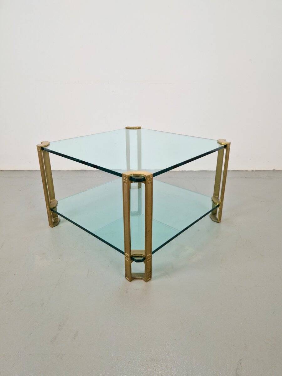 Regency Model T24 Coffee Table in Brass and Glass by Peter Ghyczy, 1970s