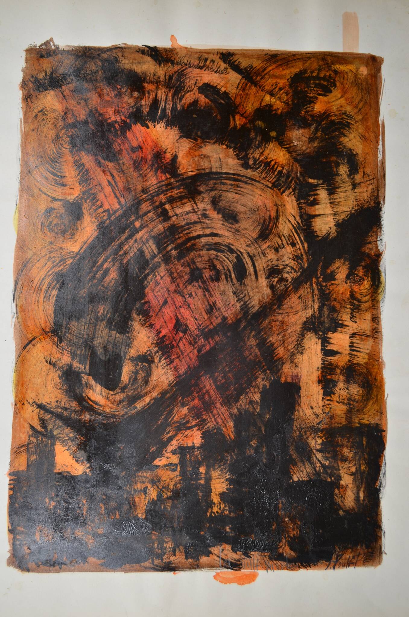 Jean Poulet (1926-2006) "the dead city" Oil on paper