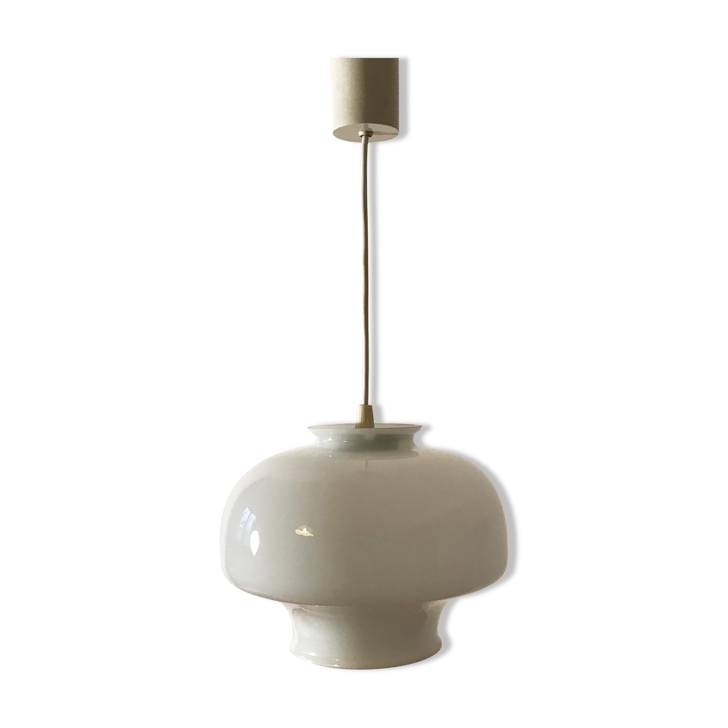 Vintage 70s white opaline glass pendant
