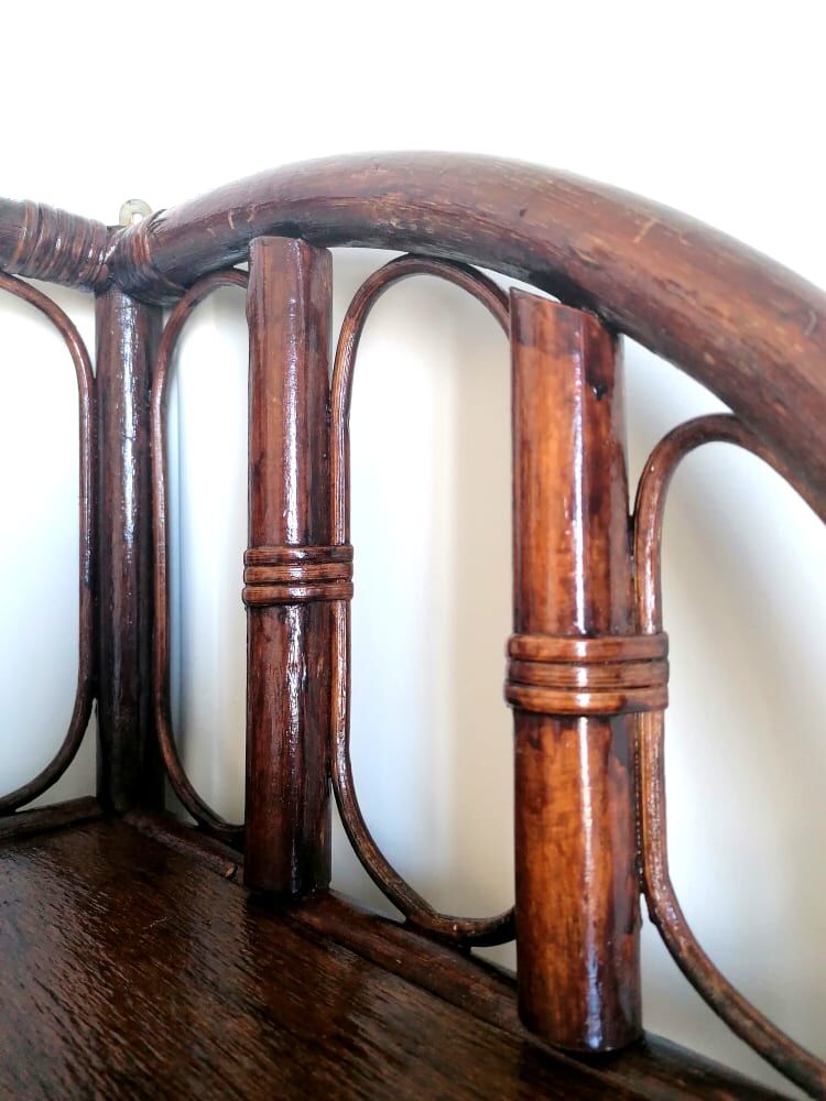 Rattan corner shelf, work from the 1970s