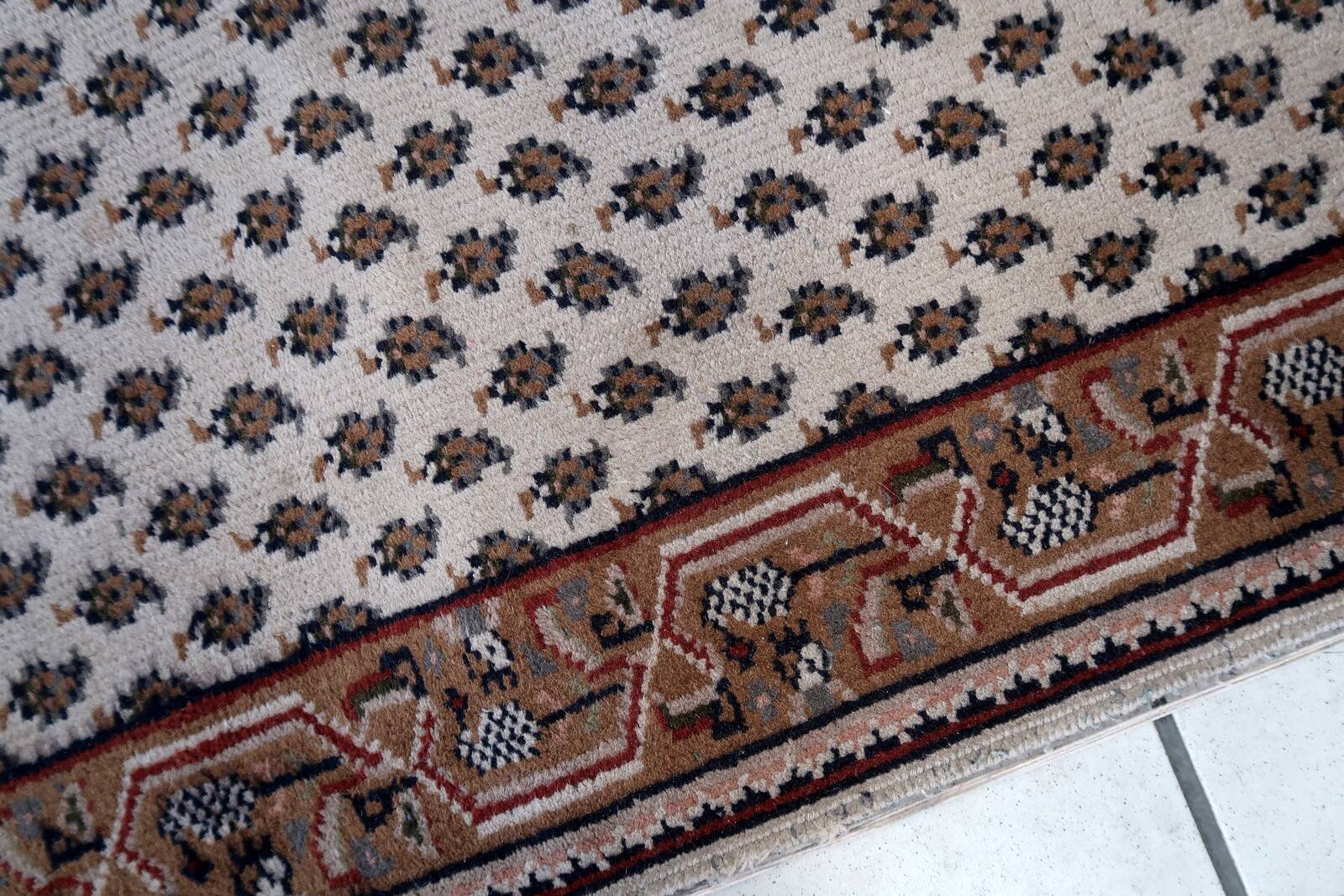 Tapis vintage fait main Seraband indien – 73 cm x 143 cm