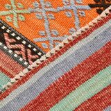 5x8 Orange & Red Striped Vintage Kilim Rug, 173x255Cm SK 32784