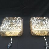Pair of honey-colored ceiling lights
