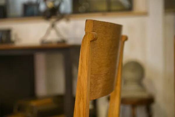 Set of 6 oak chairs by Gaston Poisson, 1940s
