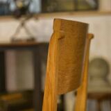 Set of 6 oak chairs by Gaston Poisson, 1940s