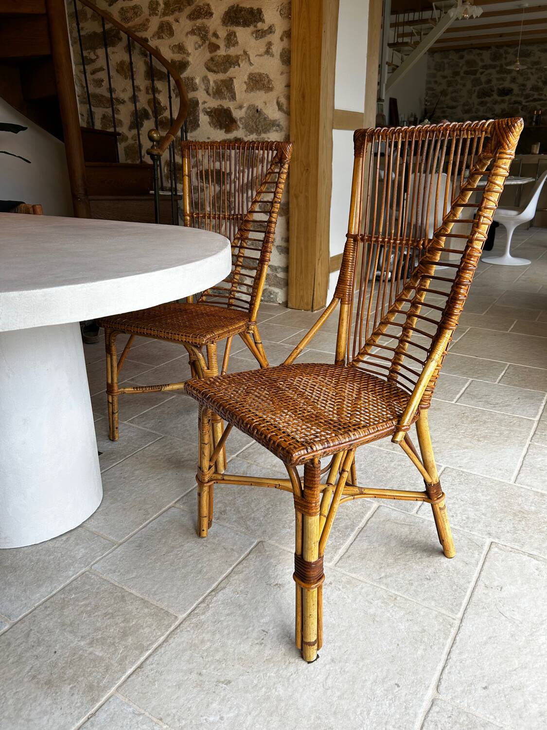 Paire de chaises en rotin années 50/60
