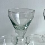 Set of 5 white wine glasses in molded glass and thick bottom 20s
