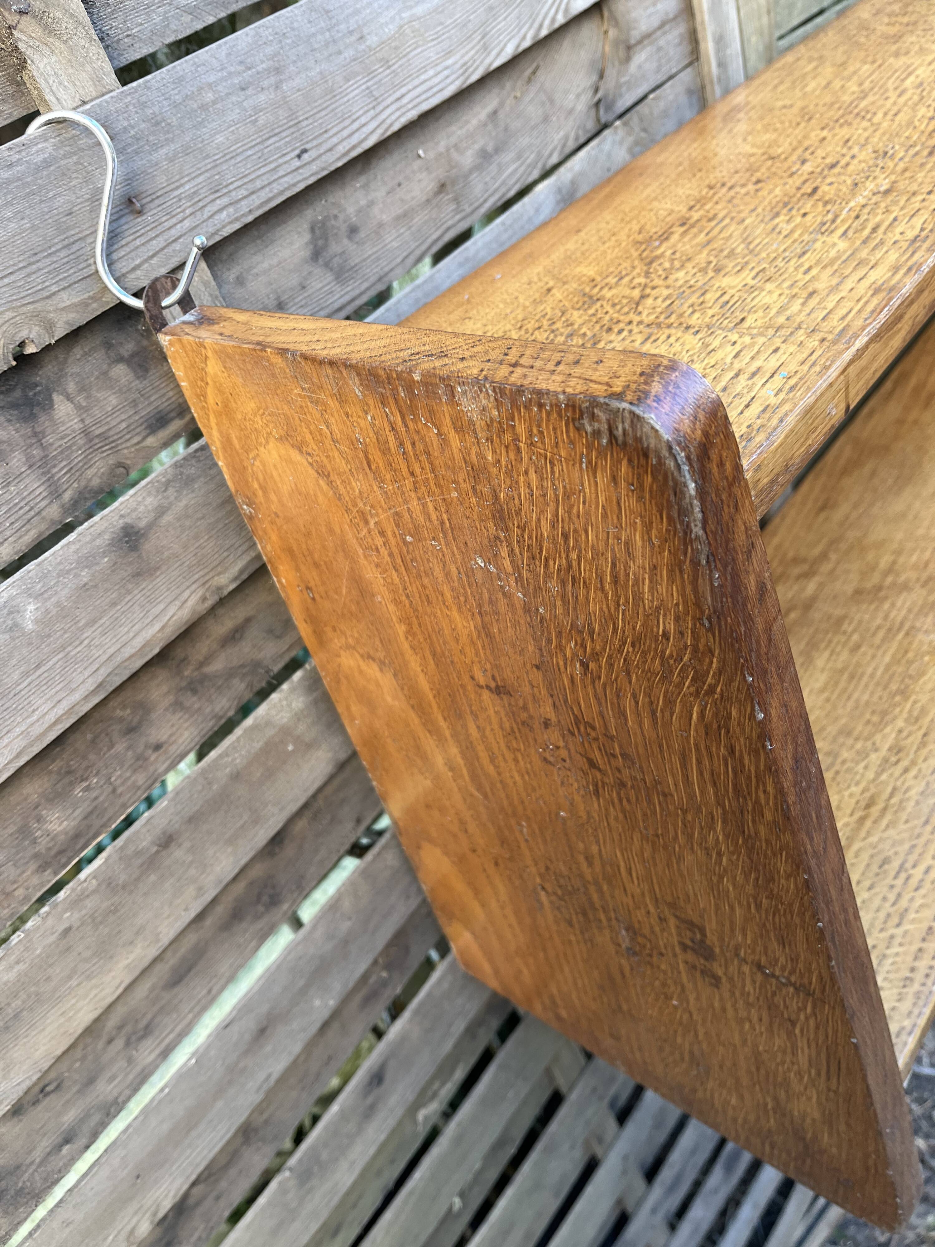 1960s solid oak wall shelf