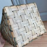 Green beige wicker basket