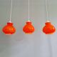 Trio de suspensions vintage en opaline orange, 1960-70