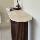Console travertin et bois | chêne foncé