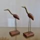 Pair of teak and brass herons from the 70s