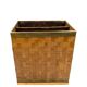 Hollywood regency brass and woven bamboo magazine rack, Metal Linea Nova Italy 1970