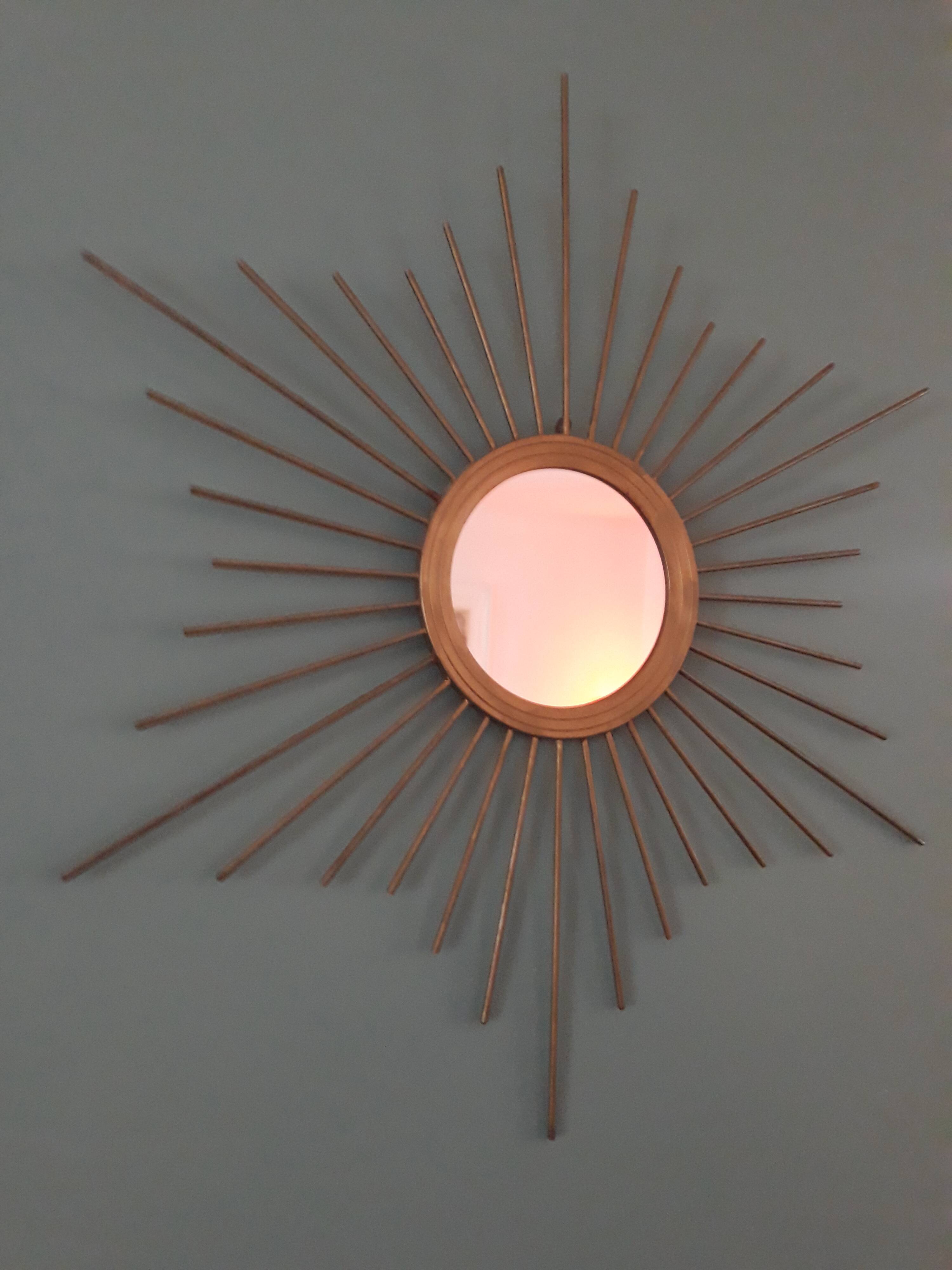 Vintage gold metal sun mirror