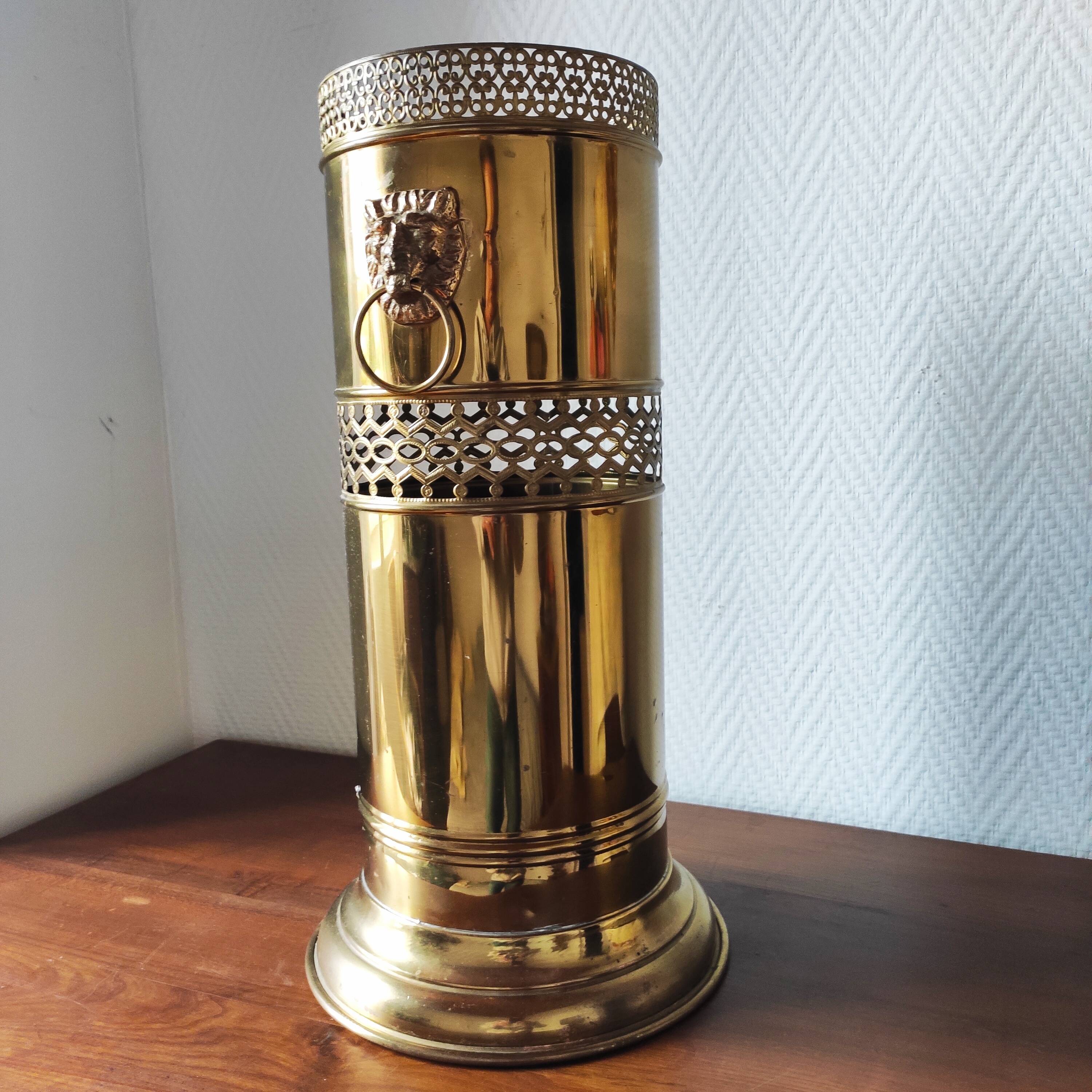 Vintage brass umbrella stand