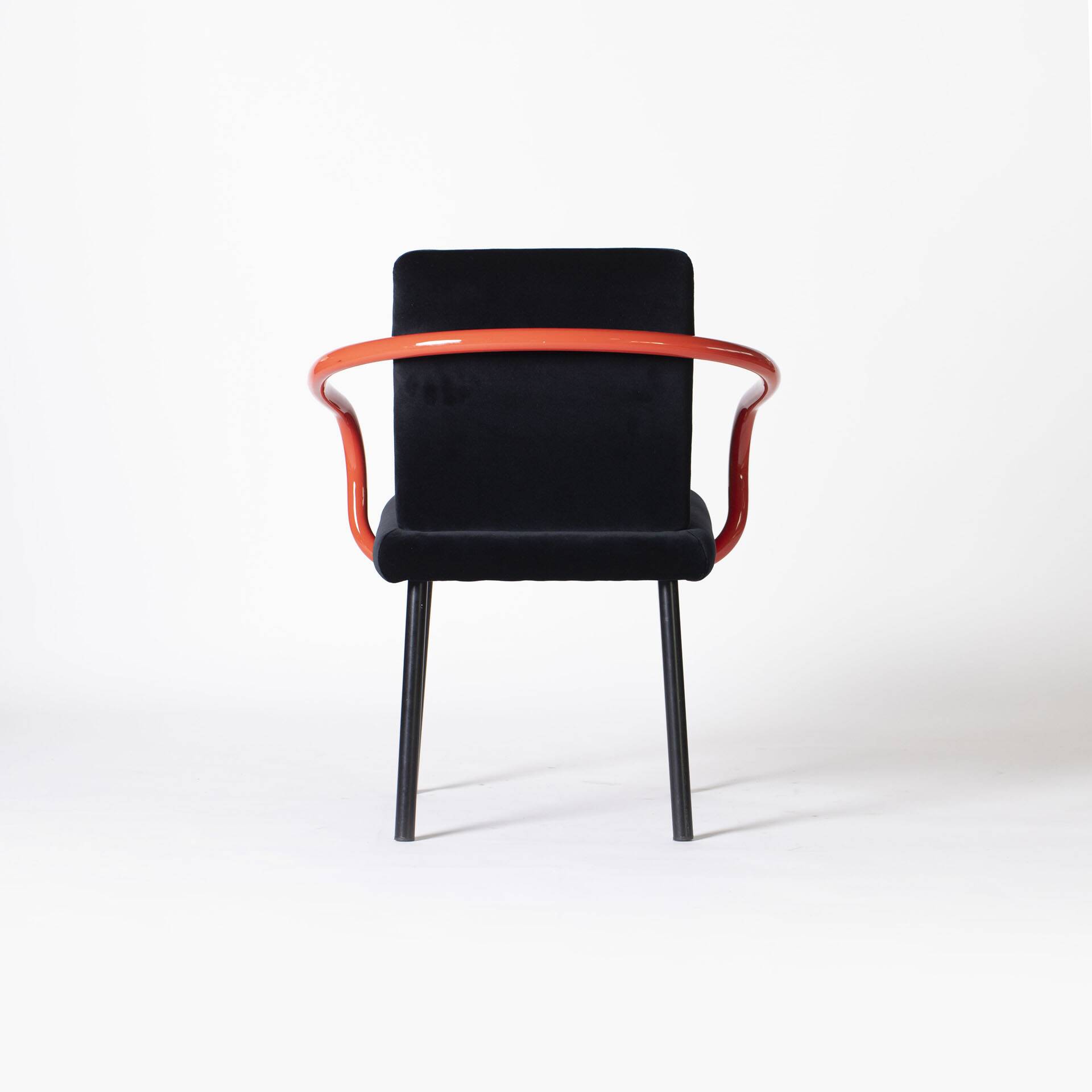 Ettore Sottsass Memphis Mandarin Chair for Knoll reupholstered in cotton velvet