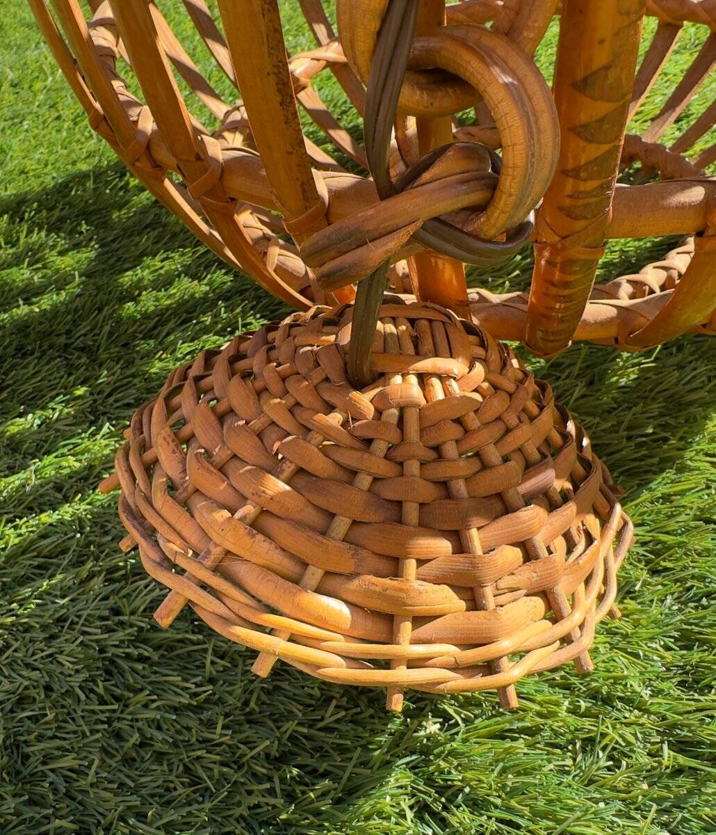 Large Italian spherical wicker pendant light, 1950s.