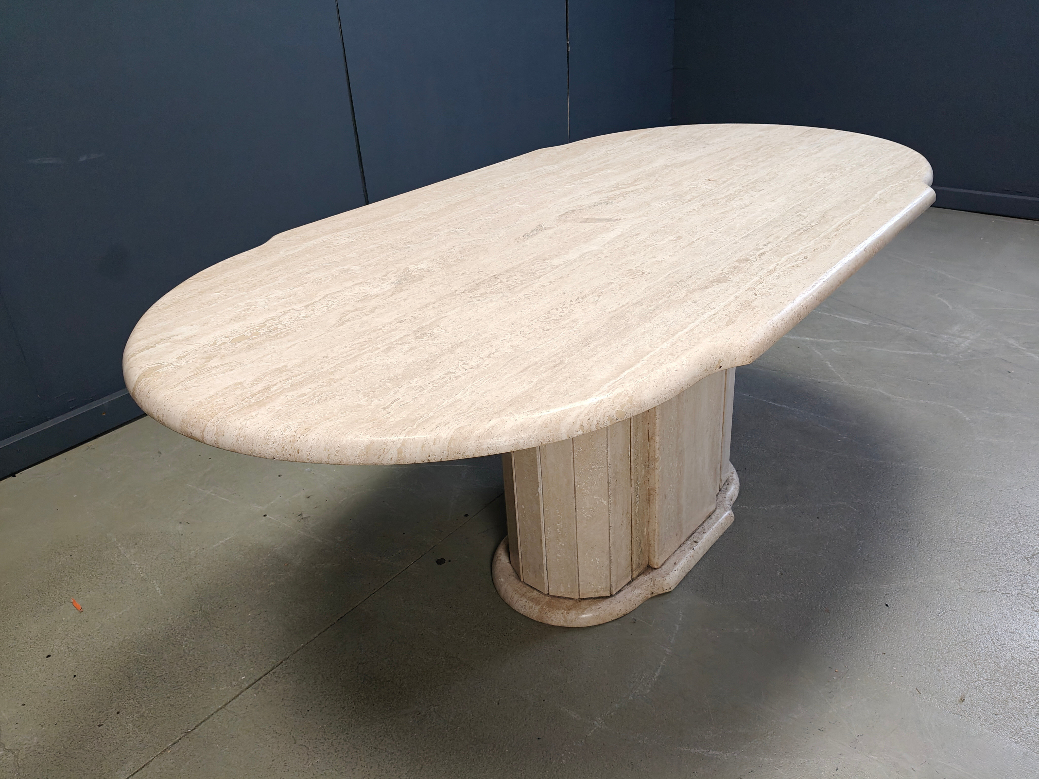 Vintage oval travertine dining table, 1970s