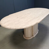 Vintage oval travertine dining table, 1970s