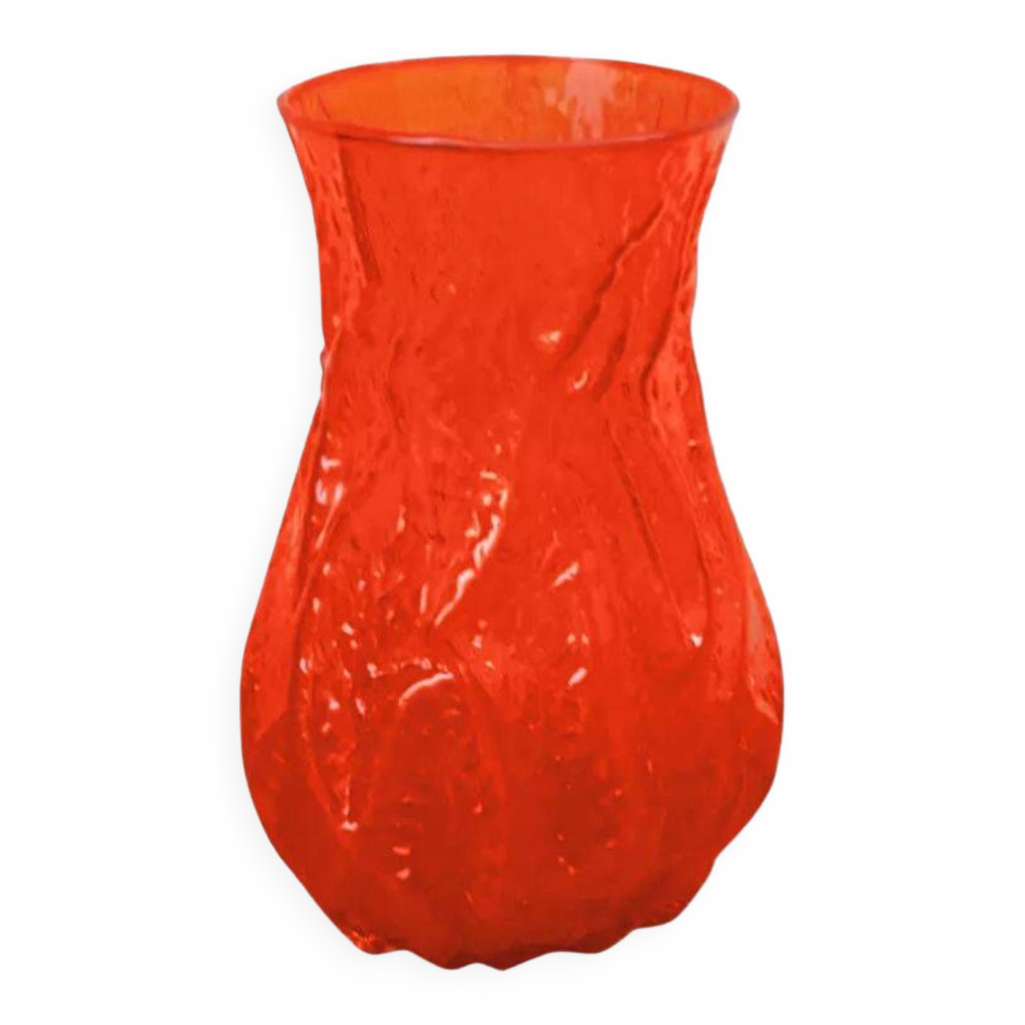 Vintage orange glass vase, 1960s.
