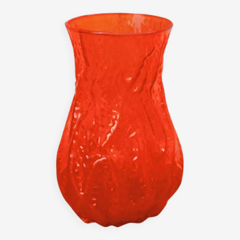 Vintage orange glass vase, 1960s.