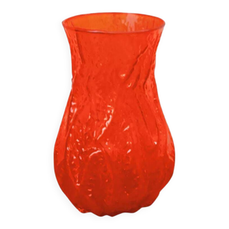 Vintage orange glass vase, 1960s.