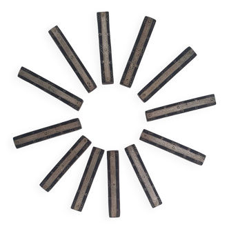 Ebony and chiseled metal knife holder set
