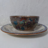 Sarreguemines old bowl with polychrome faience tray model NIPPON