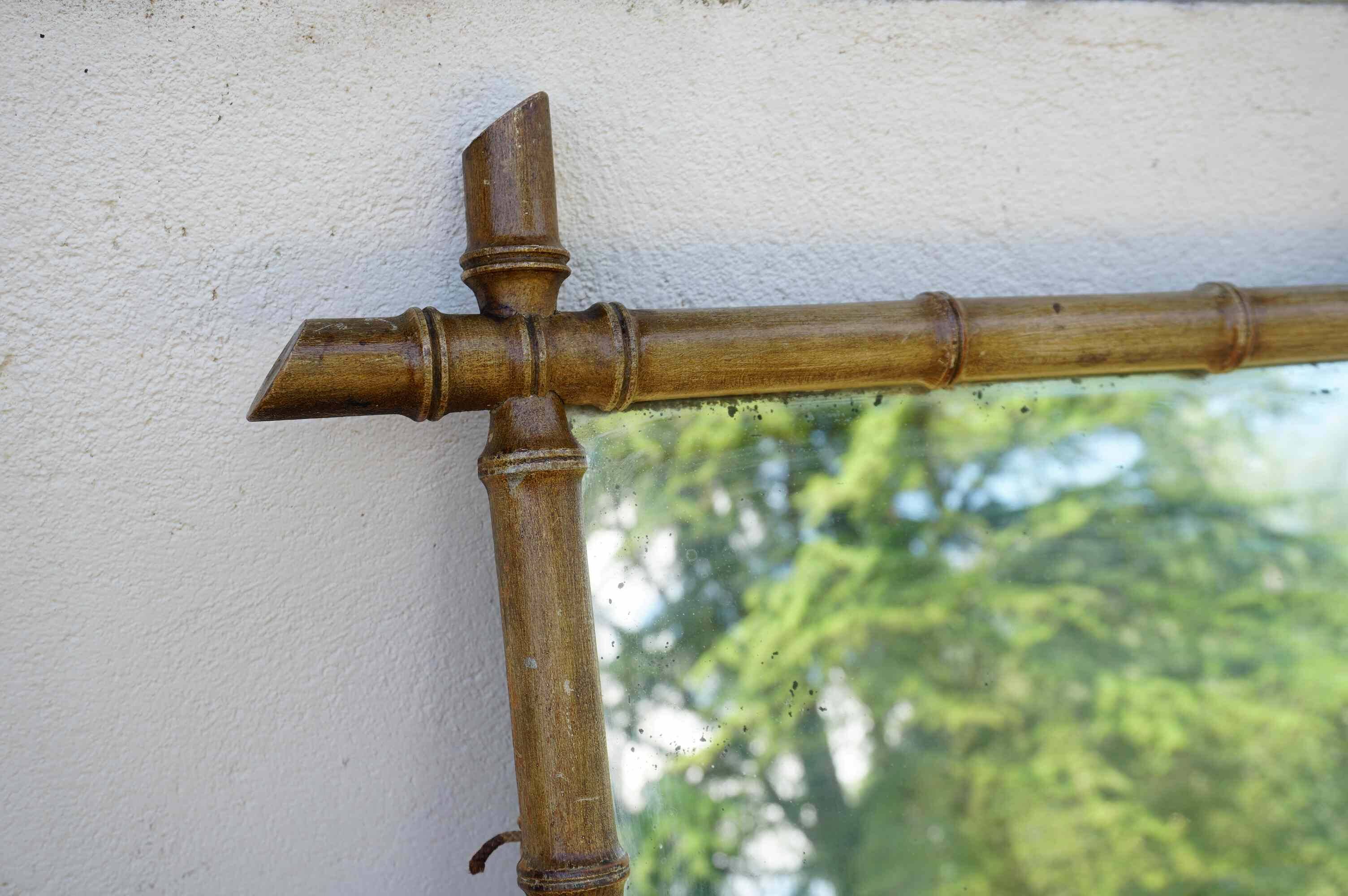 antique vintage bamboo mirror from the 1930s