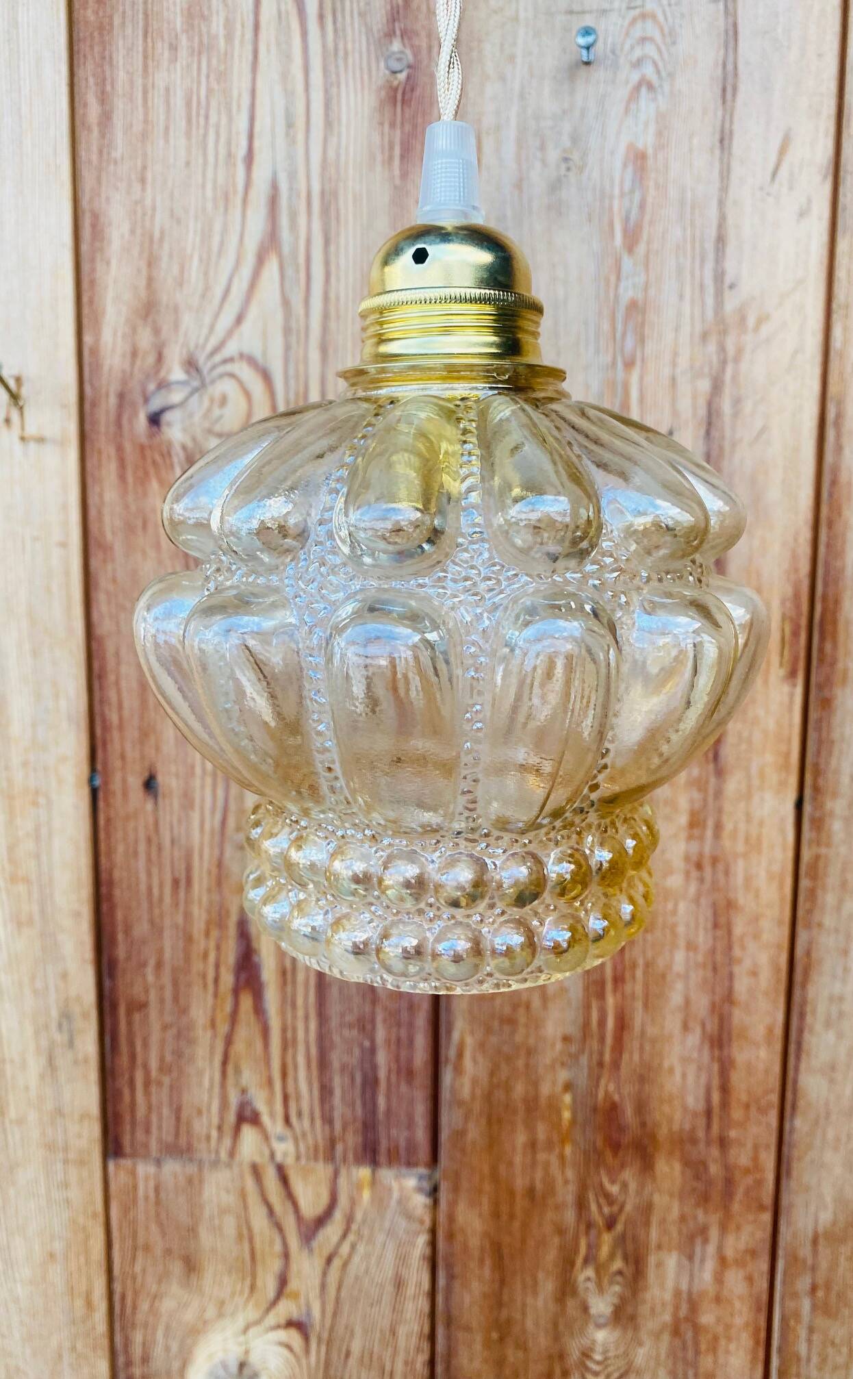 Vintage moulded glass pendant light