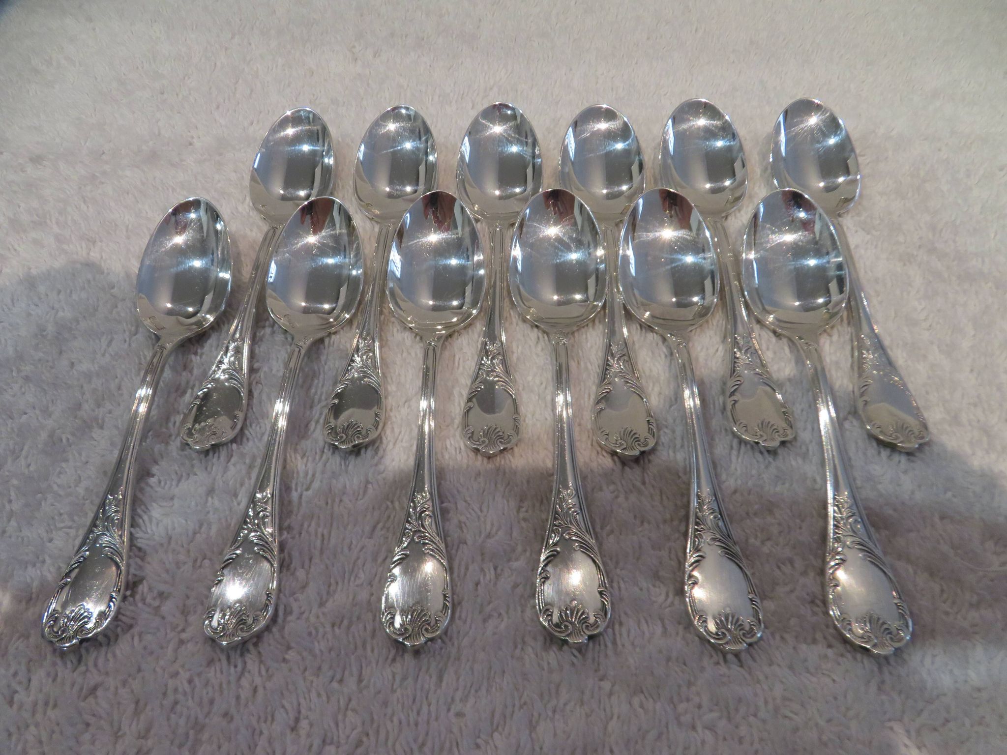 12 silver-plated mocha spoons by Christofle Marly, 10cm