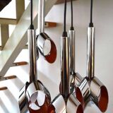 Raak 70s waterfall chandelier 5 chrome lights